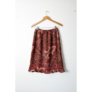 Uniform John Paul Richard Skirt Womens Medium Rust Brown‎ Vtg 90s Paisley Midi